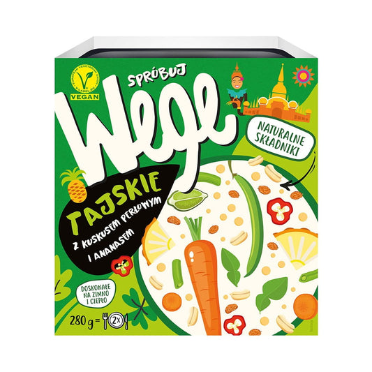 Thailändisches Gericht mit Perlkouscous und Ananas, serviert in einer Schüssel, von JoyFood, 280 g.
