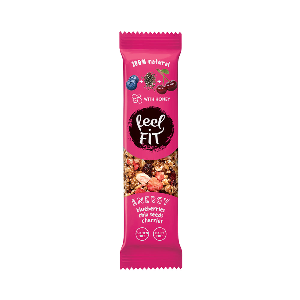 Heidelbeerriegel mit Chiasamen und Kirschen 35 g - FEEL FIT - Biogo.de