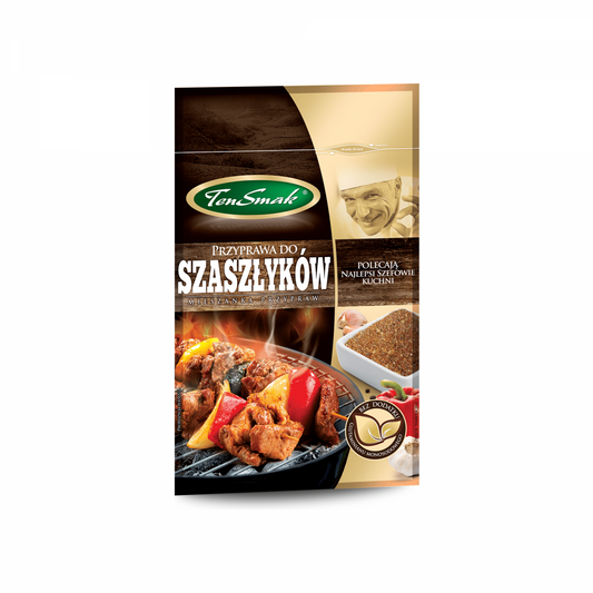 Schaschlikgewürz von Ten Smak, 30 g, mit aromatischer Gewürzmischung für gegrilltes Fleisch und Schaschlik.