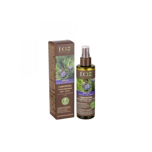 Wachstumsstimulierendes Haarserum von Eco Laboratories in 200 ml Flasche, flüssige Textur, für gesundes Haarwachstum.
