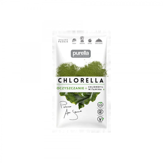 Chlorella Reiniger mit Chlorophyll und Vitamin A von Purella Food, 21 g, gesundes grünes Pulver in Dose