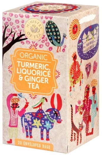 BIO Tee mit Kirsche, Likörse und Ingwer von Ministry of Tea, Teebeutel in Packung mit 20 Stück, close-up der Teebeutel