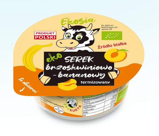 Bio Pfirsich-Bananen Käse von EKO ŁUKTA, 120 g, cremiger Fruchtkäse mit Pfirsich und Banane, in einer transparenten Verpackung