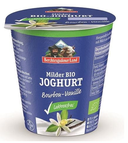 Bio Vanillejoghurt mit reduziertem Laktosegehalt, 3,9 % Fett, glutenfrei, 150 g von Berchtesgadener Land