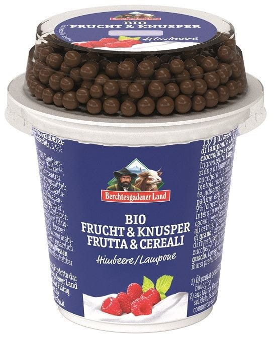 JOGURT MALINA S ČOKOLÁDOVÝMI GULIČKAMI BIO 150 g - BERCHTESGADENER LAND