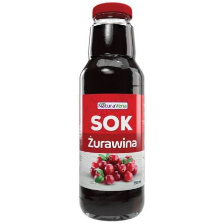 Preiselbeersaft in 750 ml Flasche von NaturAvena, dunkler Saft mit Preiselbeerfrüchten und natürlichem Geschmack.