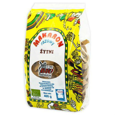 Vollkorn-Bandnudeln aus Roggen, Bio-Qualität, in 400 g Packung, von BABALSCY, sichtbar in der Verpackung
