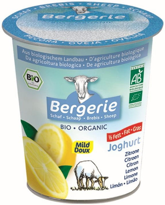 Halbentrahmter Schafsjoghurt mit Zitrone von BERGERIE, 125 g, cremig und erfrischend mit Zitronenstücken.