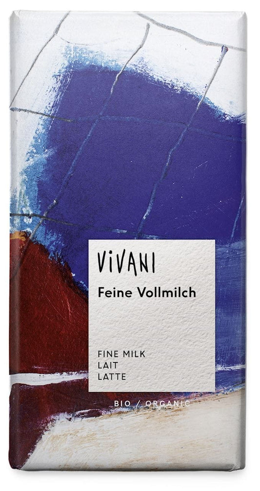 Bio Milchschokolade von VIVANI, 100 g, mit cremiger Textur und zartem Schokoladengeschmack, sichtbar in der Verpackung