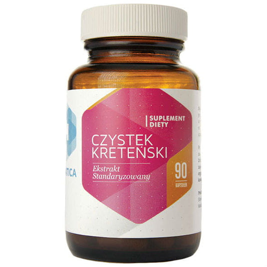 Standardisierter Cretan Extrakt von HEPATICA, 230mg, 90 Kapseln, zeigt die Kapseln in der Verpackung.