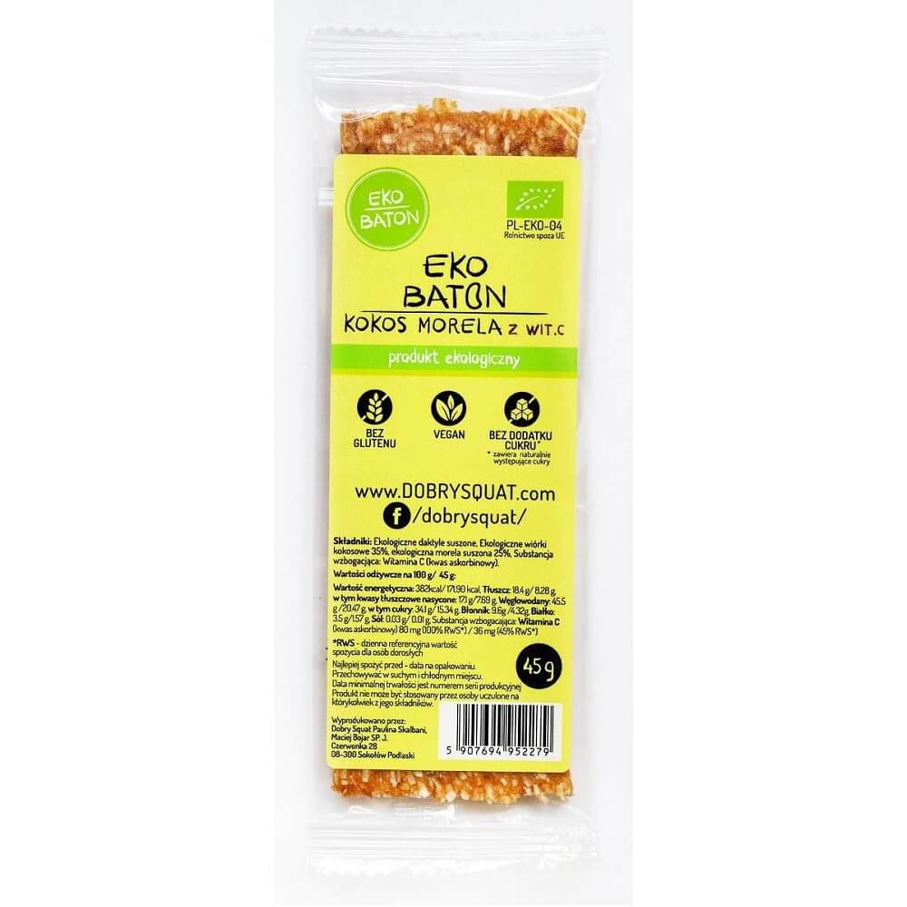 Aprikosen-Kokos-Riegel mit Vitamin C BIO 45g GOOD SQUAT Imagem principal do produto