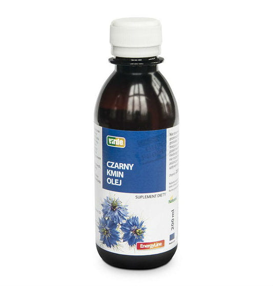 Schwarzkümmelöl von VIRDE, 200 ml Flasche, mit schwarzem Kapselverschluss und klarer Beschriftung auf der Flasche.