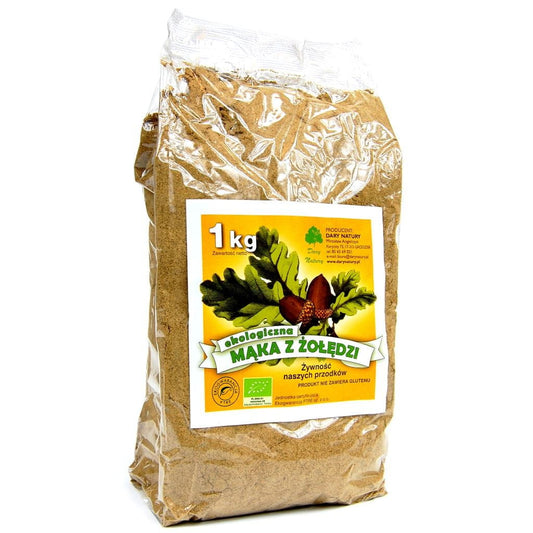 Bio Eichelmehl von DARY NATURY, 1 kg, fein gemahlenes Nussmehl in biologischer Qualität, ideal für Backen und Kochen.