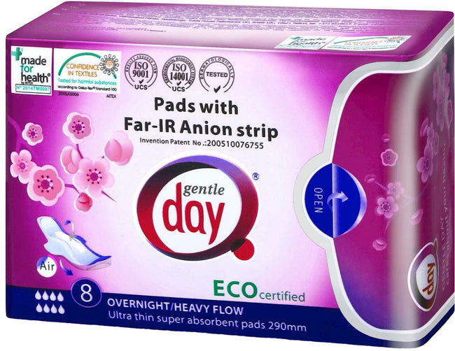 Damenbinden für die Nacht mit Anionstreifen 8 Stück - GENTLE DAY Hover Image