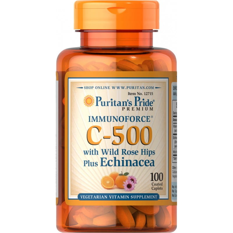 Vitamin Super C - 500 mit Hagebutte und Echinacea 100 Tabletten PURITAN'S PRIDE