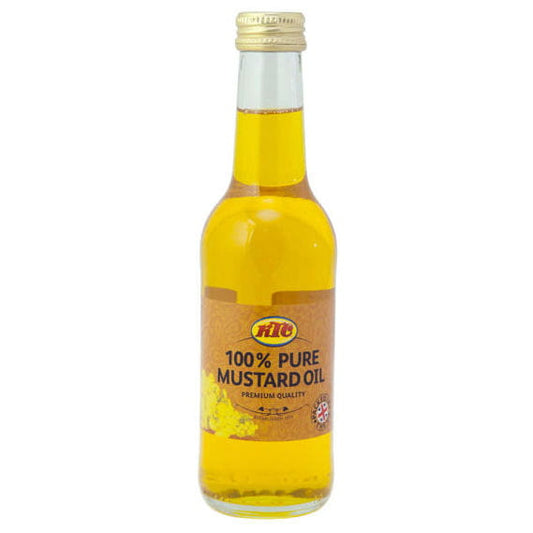 SENFSAMENÖL 250ml von DEESIS S.C. in einer Flasche, zeigt die klare, goldene Farbe des natürlichen Senfsamenöls.