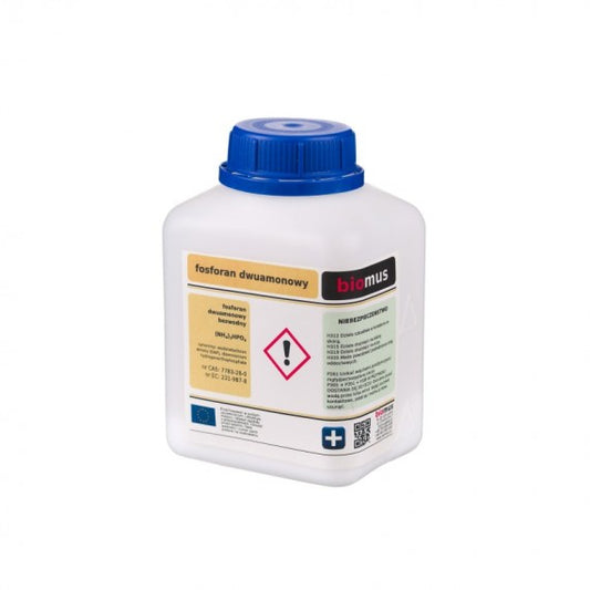 Diammoniumphosphat von BIOMUS, 500g, feines Pulver mit phosphor- und stickstoffhaltigen Nährstoffen für Pflanzen.